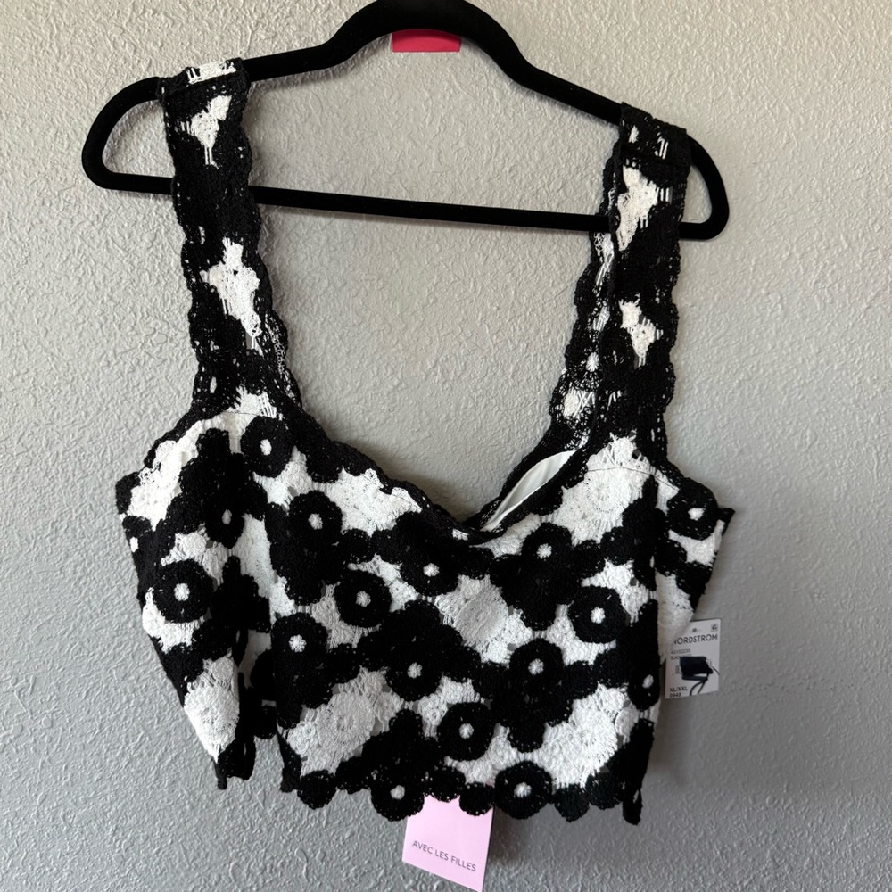 Black and White Crochet Crop Top